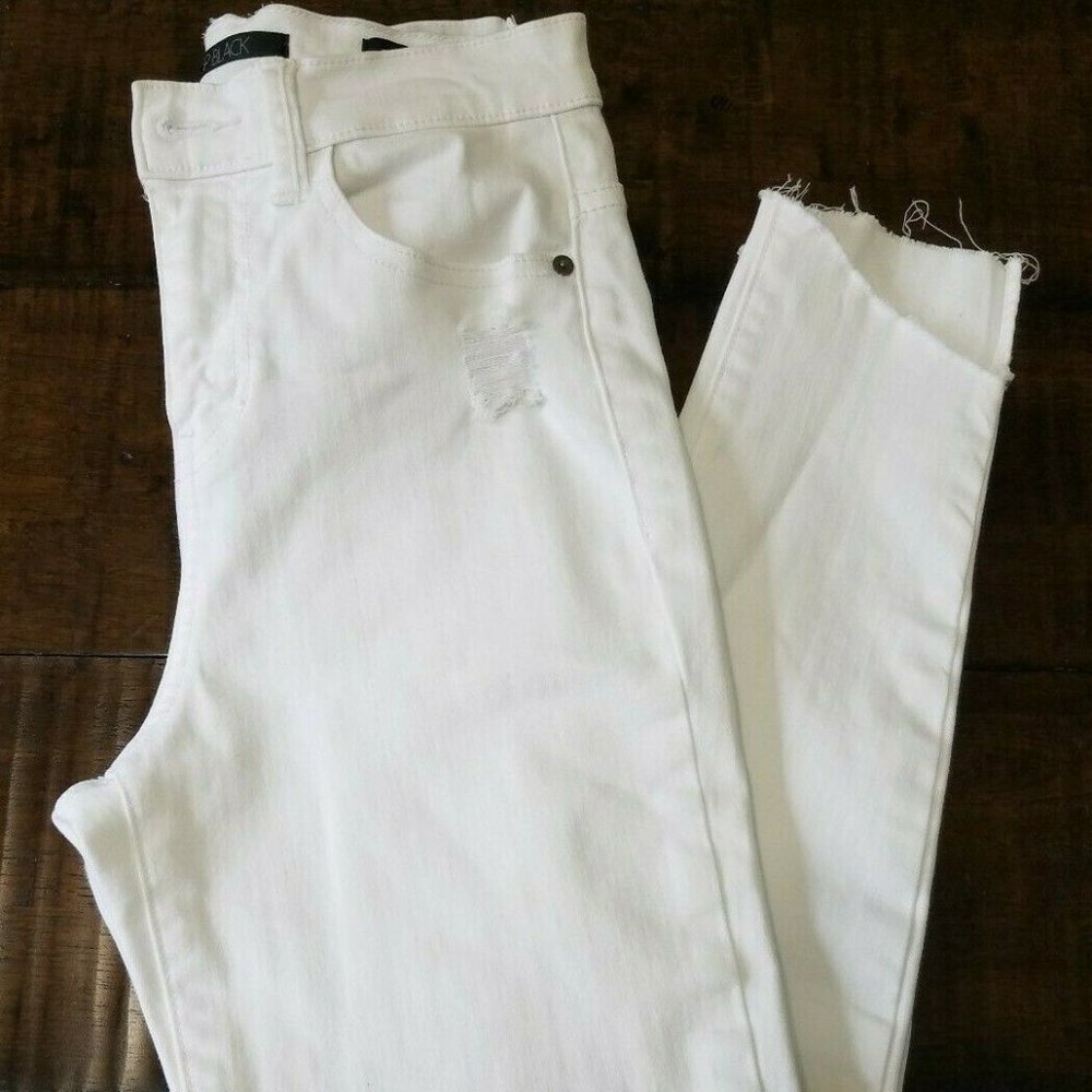 SP Black Distressed Skinny Ankle Jeans White Sz 25